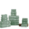 Bergamo 18 Piece Spun loft Towel Set with Striped Pattern , Green By Casagear  Home