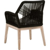 Transitional Wooden Arm Chair with Rope Weave Design Set of 2 Black By Casagear Home BM222997