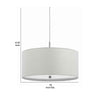 Drum Style Pendant Fixture with Fabric Shade and Brushed Details White By Casagear Home BM223015