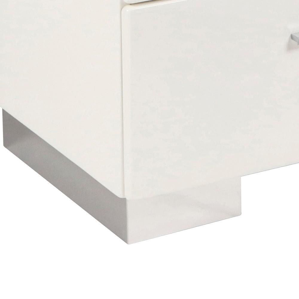 2 Drawer Wooden Nightstand with Metal Base and Bar Handles White By Casagear Home BM223271