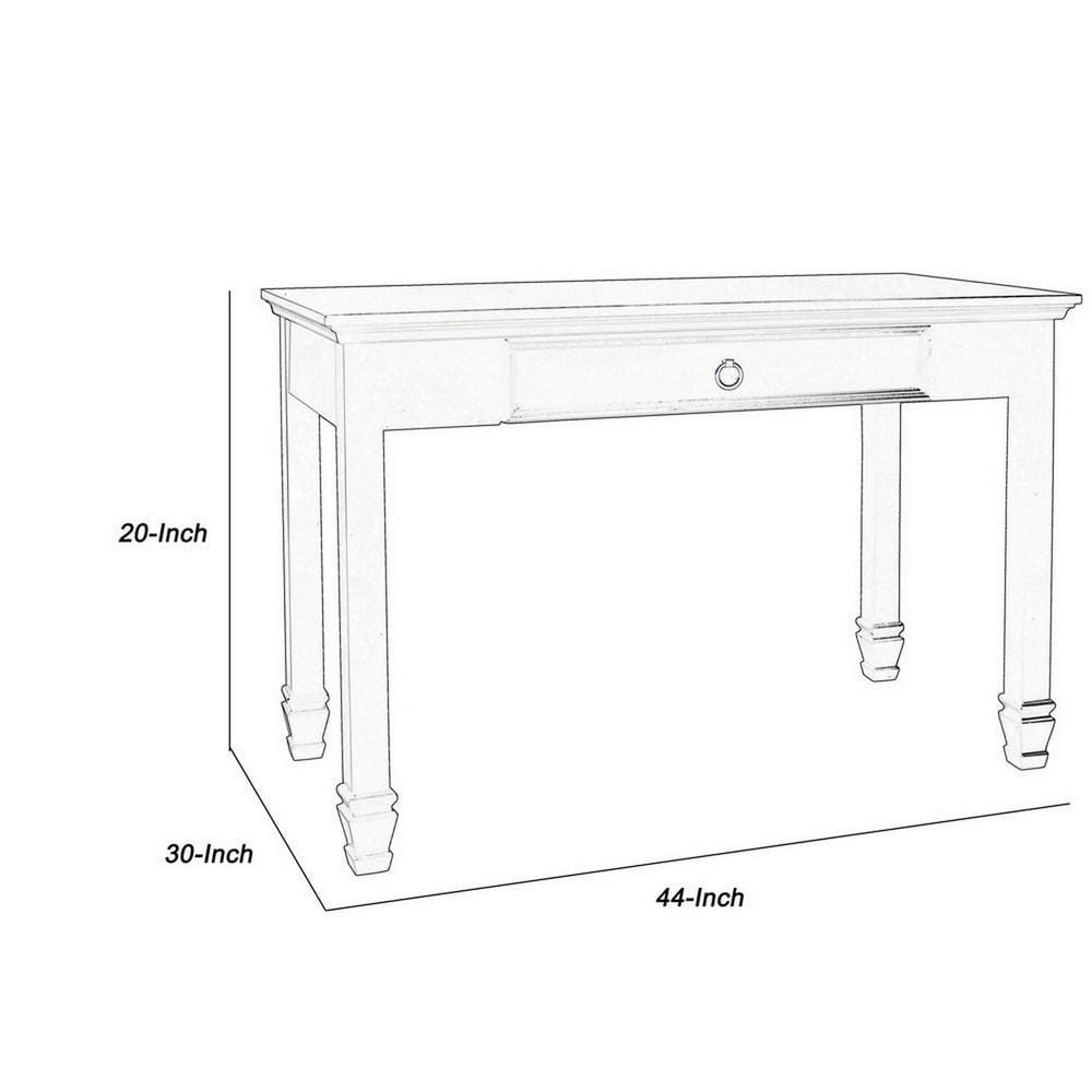 Single Drawer Wooden Desk with Metal Ring Pull and Tapered Legs Black By Casagear Home BM223279