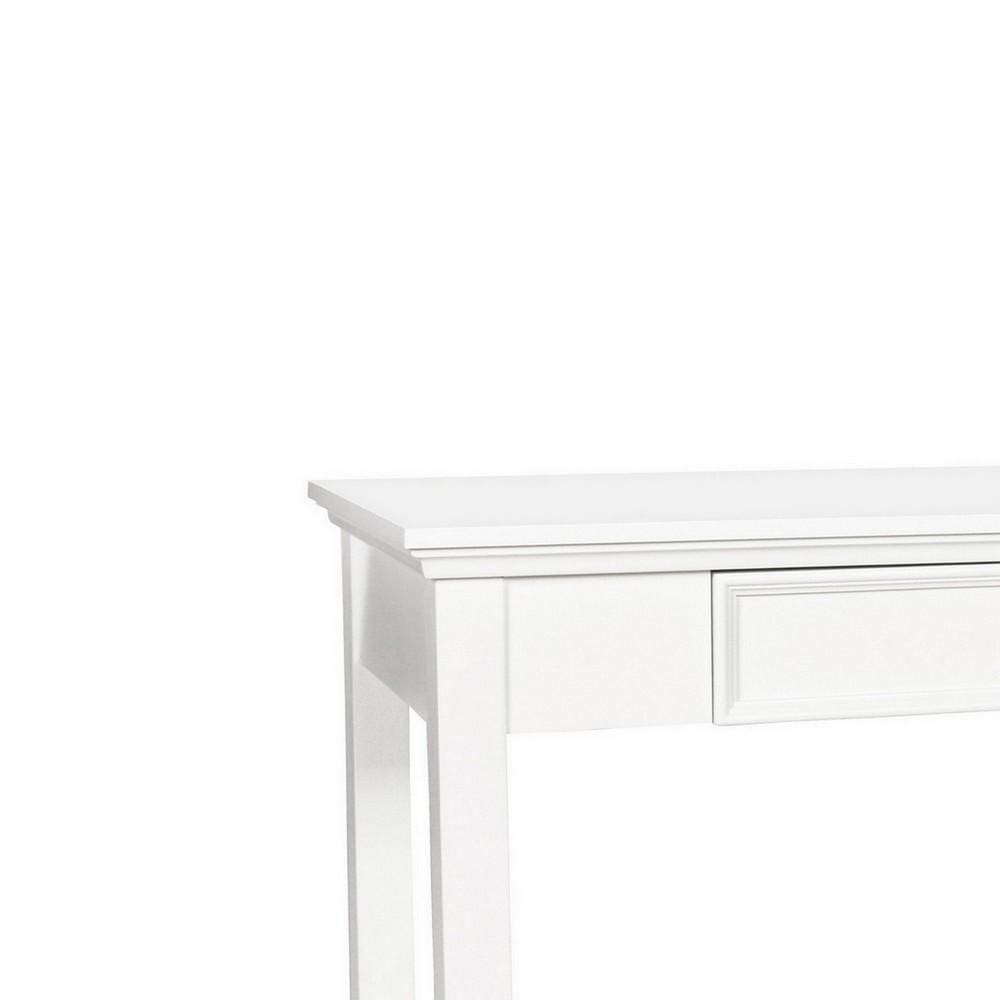 Single Drawer Wooden Desk with Metal Ring Pull and Tapered Legs White By Casagear Home BM223281