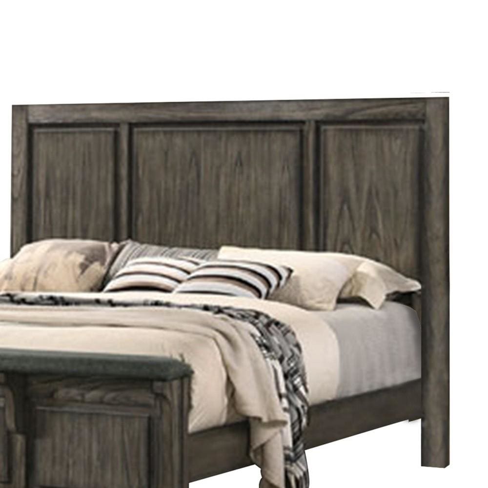 Natural Grain Textured Queen Size Wooden Headboard, Brown By Casagear Home