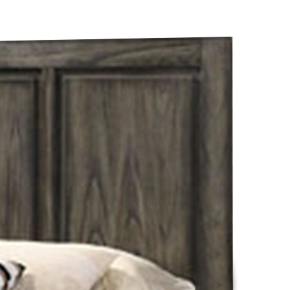 Natural Grain Textured Queen Size Wooden Headboard Brown By Casagear Home BM223367