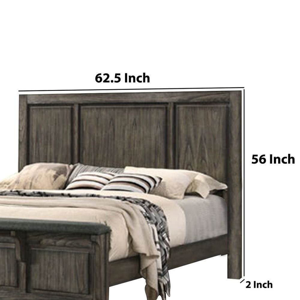 Natural Grain Textured Queen Size Wooden Headboard Brown By Casagear Home BM223367