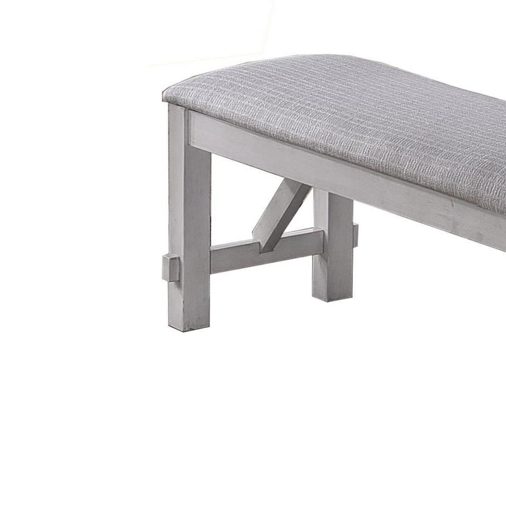 Fabric Upholstered Wooden Bench with Braces Gray By Casagear Home BM223370