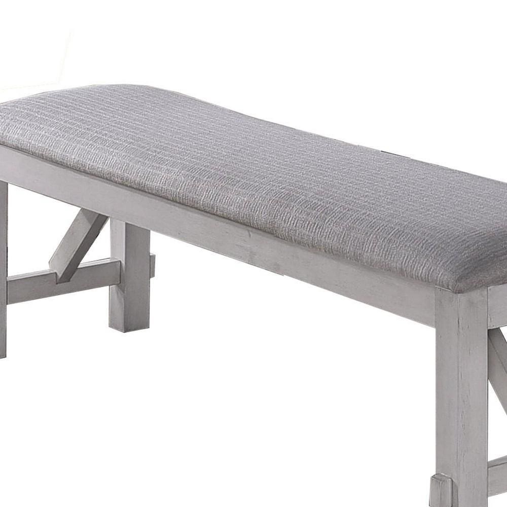 Fabric Upholstered Wooden Bench with Braces Gray By Casagear Home BM223370