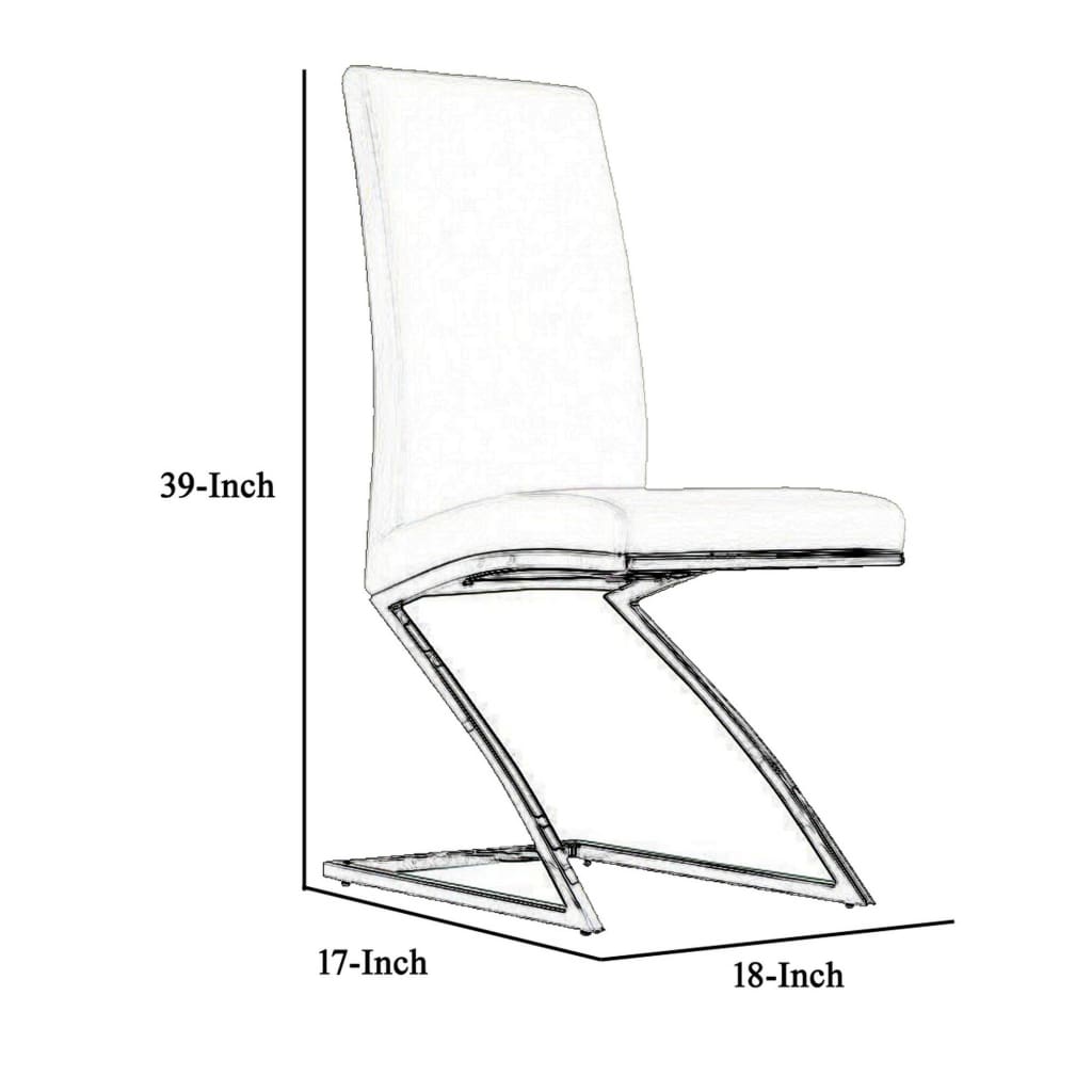 17 Z Base Leatherette Dining Chair Set of 2,White & Chrome By Casagear Home BM223505