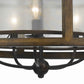 5 Bulb Round Chandelier with Wooden Frame and Organza Striped Shade Brown By Casagear Home BM223597