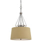 3 Bulb Pendent with Round Burlap Shade and Metal Frame, Beige By Casagear Home