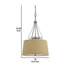 3 Bulb Pendent with Round Burlap Shade and Metal Frame Beige By Casagear Home BM223631