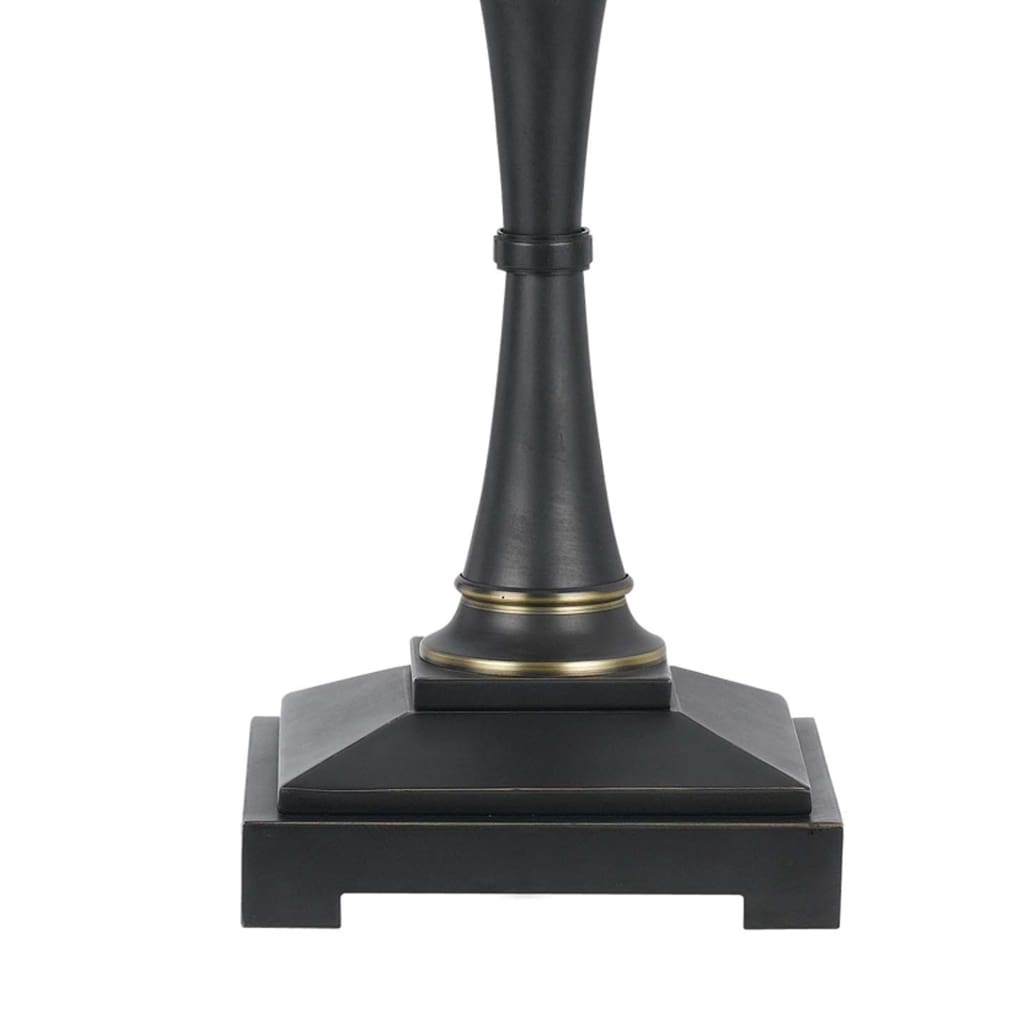 Metal Body Table Lamp with Fabric Tapered Bell Shade Black and Beige By Casagear Home BM223632