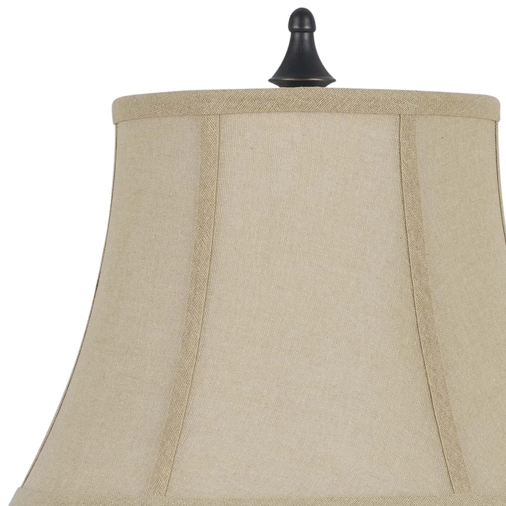 Metal Body Table Lamp with Fabric Tapered Bell Shade Black and Beige By Casagear Home BM223632