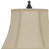 Metal Body Table Lamp with Fabric Tapered Bell Shade Black and Beige By Casagear Home BM223632