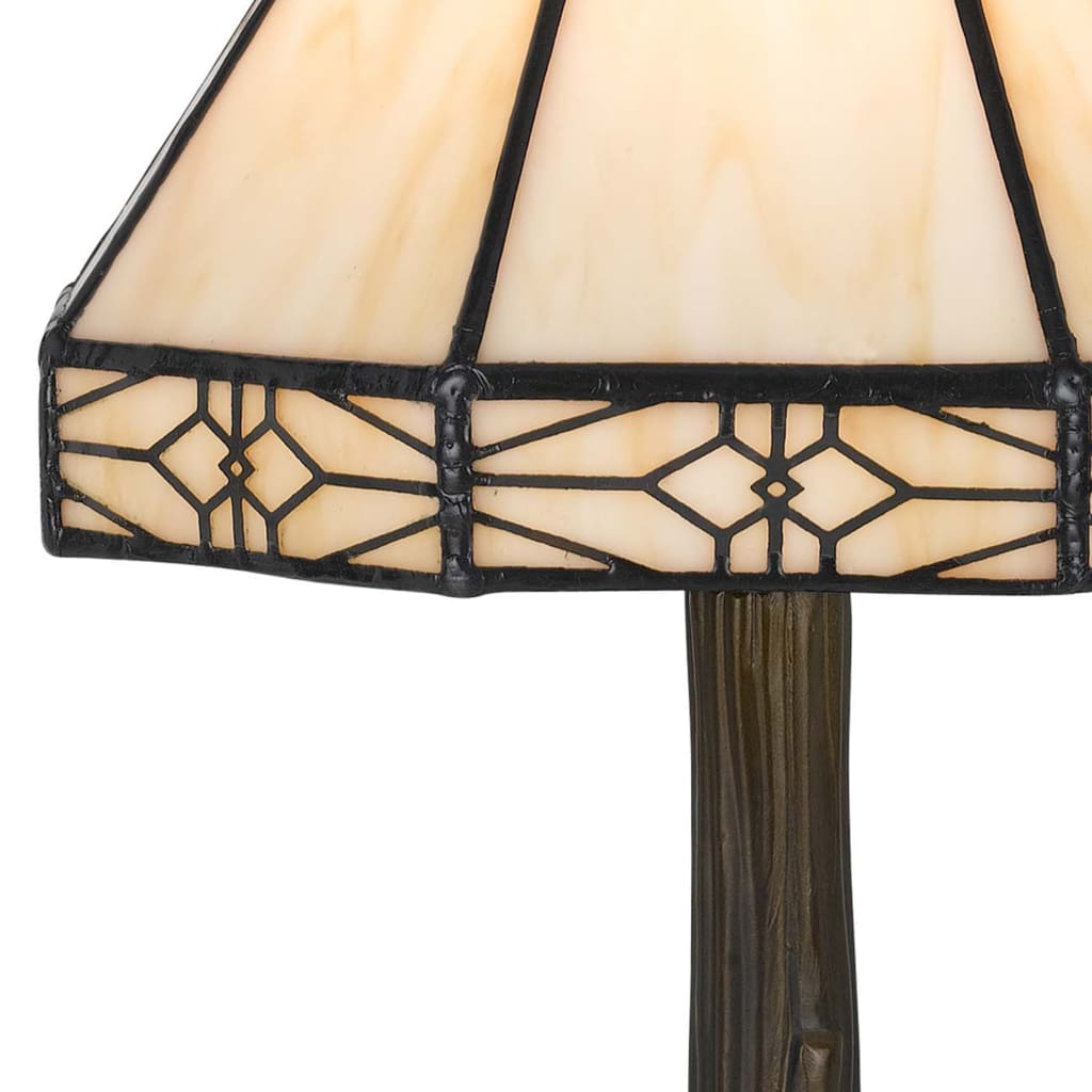 Tree Like Metal Body Tiffany Table lamp with Conical Shade,Beige and Bronze By Casagear Home BM223640