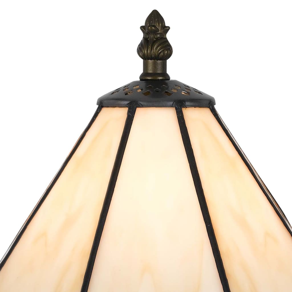 Tree Like Metal Body Tiffany Table lamp with Conical Shade,Beige and Bronze By Casagear Home BM223640