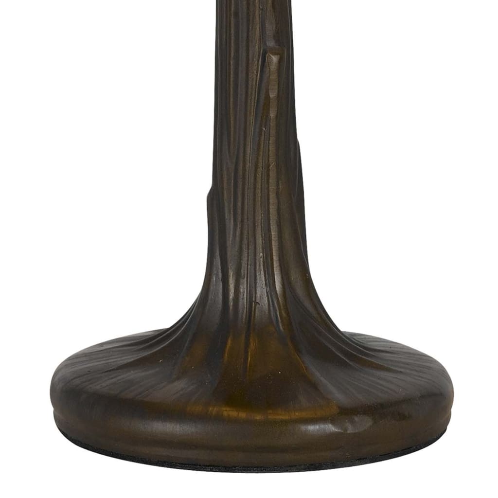 Tree Like Metal Body Tiffany Table lamp with Conical Shade,Bronze and Beige By Casagear Home BM223643