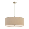 60W x 3 Drum Shade Pendant Fixture, Beige and Silver By Casagear Home