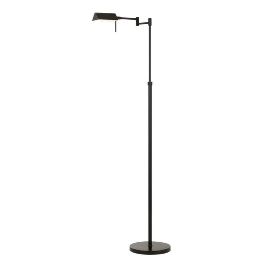 10W LED Adjustable Metal Floor Lamp with Swing Arm, Black By Casagear Home