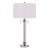 60 X 2 Watt Metal and Acrylic Table Lamp with Fabric Shade, White and Silver By Casagear Home