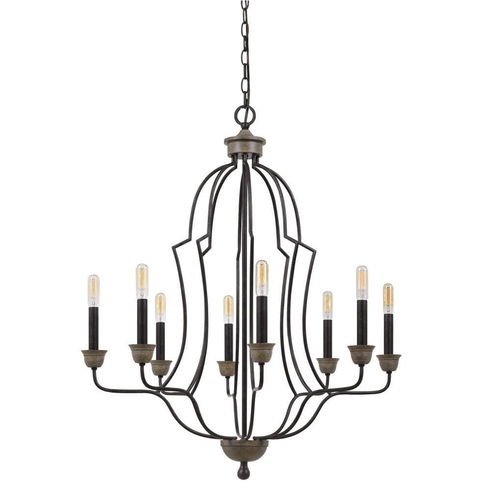 60 X 8 Watt Metal Chandelier with Tubular Frame, Textured Bronze By Casagear Home