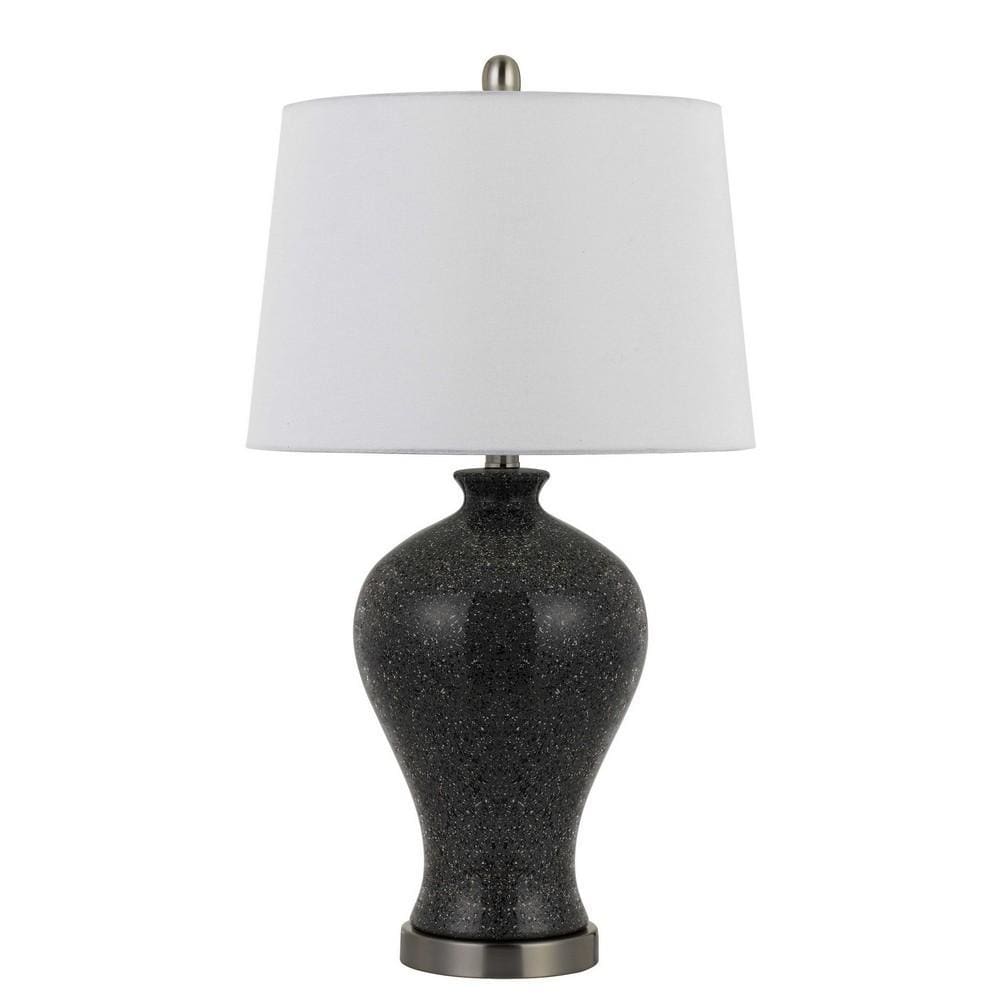 Ceramic Urn Shaped Base Table Lamp with Speckles, Set of 2, Black By Casagear Home