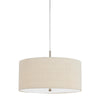 Metal Pendant Lighting with Fabric Circular Drum Shade, Off White By Casagear Home