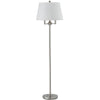 Metal Floor Lamp with Tapered Drum Shade and Stalk Support, Silver By Casagear Home