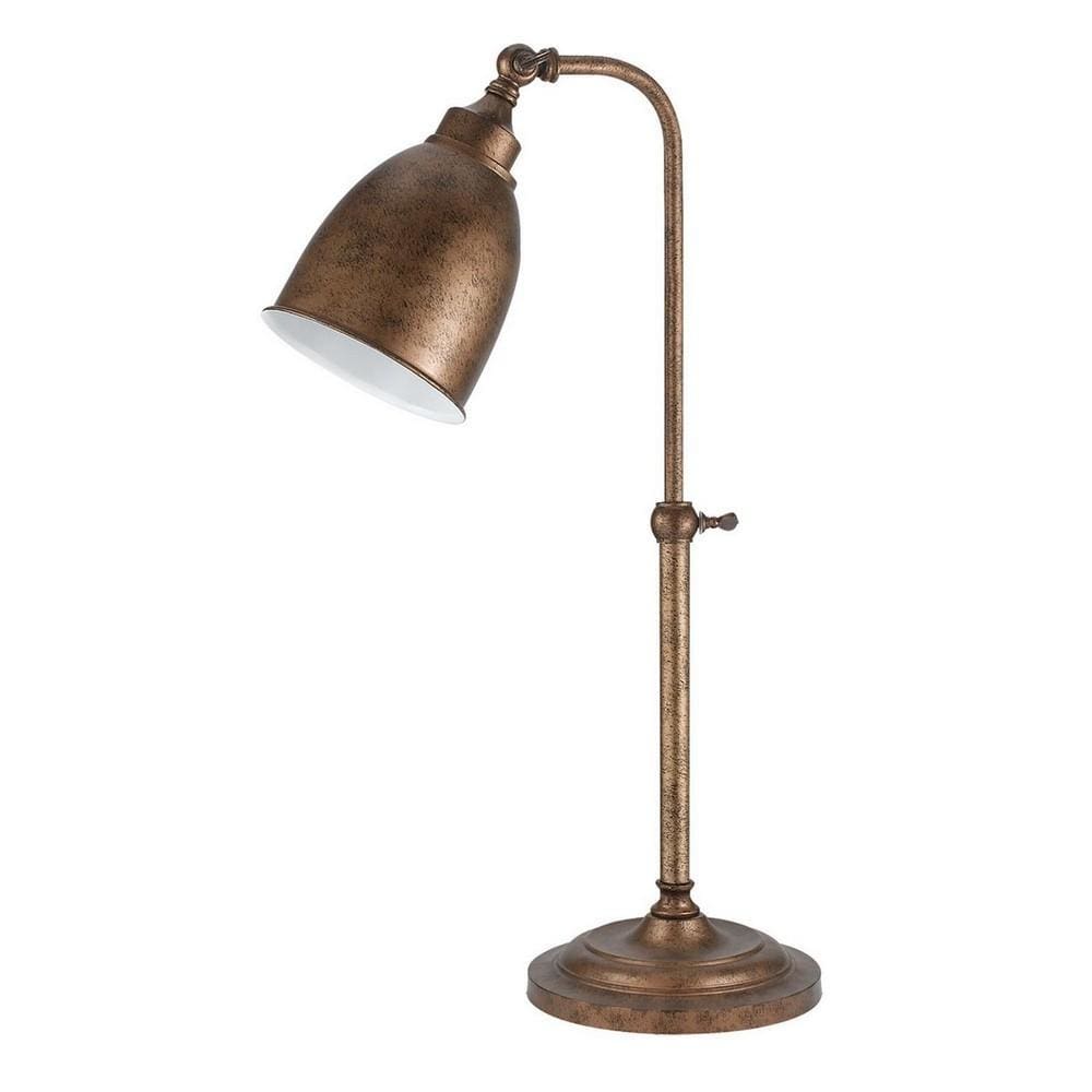 Metal Round 25" Table Lamp with Adjustable Pole, Bronze By Casagear Home