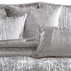 King Size 7 Piece Fabric Comforter Set with Crinkle Texture Silver By Casagear Home BM225205