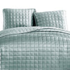 3 Piece King Size Coverlet Set with Stitched Square Pattern Sea Green By Casagear Home BM225239