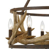 6 Bulb Metal Frame Chandelier with Resin Antler Design,Dark Bronze and Gold By Casagear Home BM225617