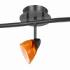 5 Light 120V Metal Track Light Fixture with Glass Shade Black and Orange By Casagear Home BM225644