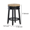 Wooden Counter Stool with Round Rattan Padded Seat Black and Brown By Casagear Home BM225665