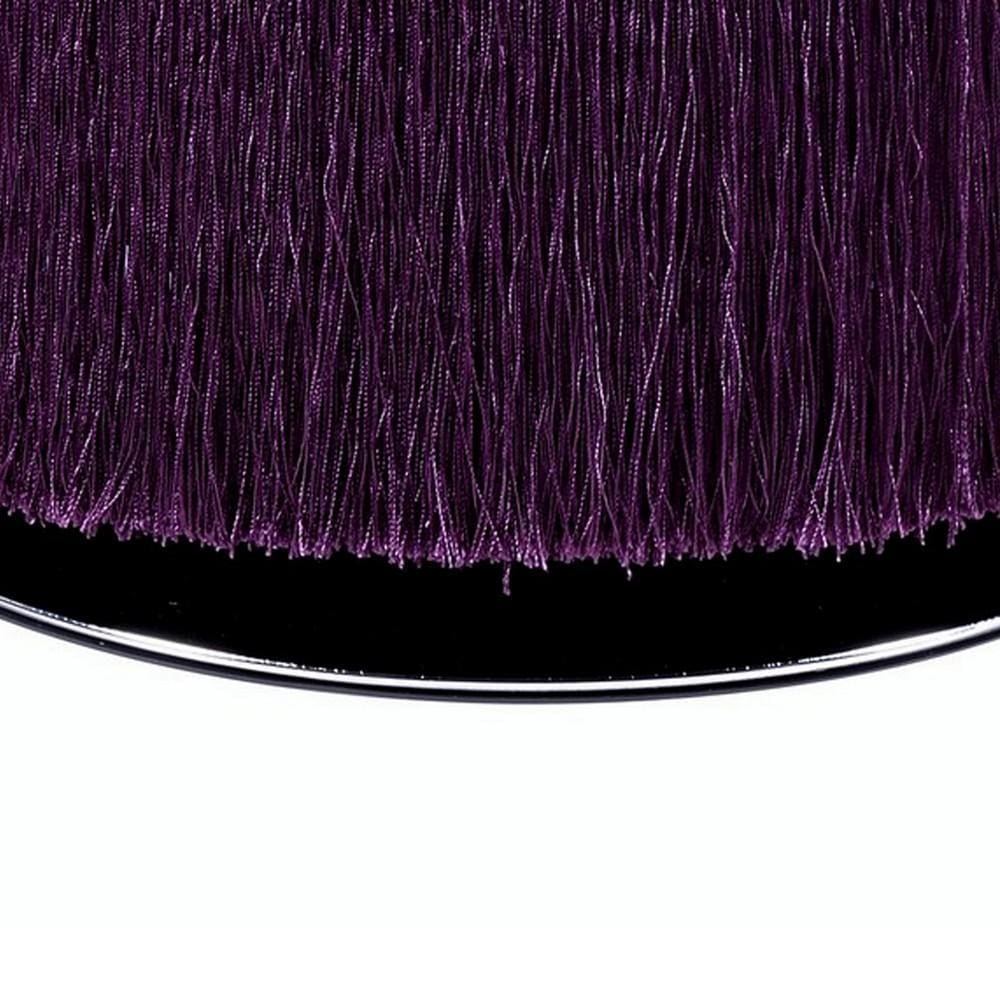 16 Fabric Upholstered Round Ottoman with Fringes Purple By Casagear Home BM225687