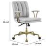 34 Adjustable Leatherette Swivel Office Chair Gray & Gold By Casagear Home BM225727