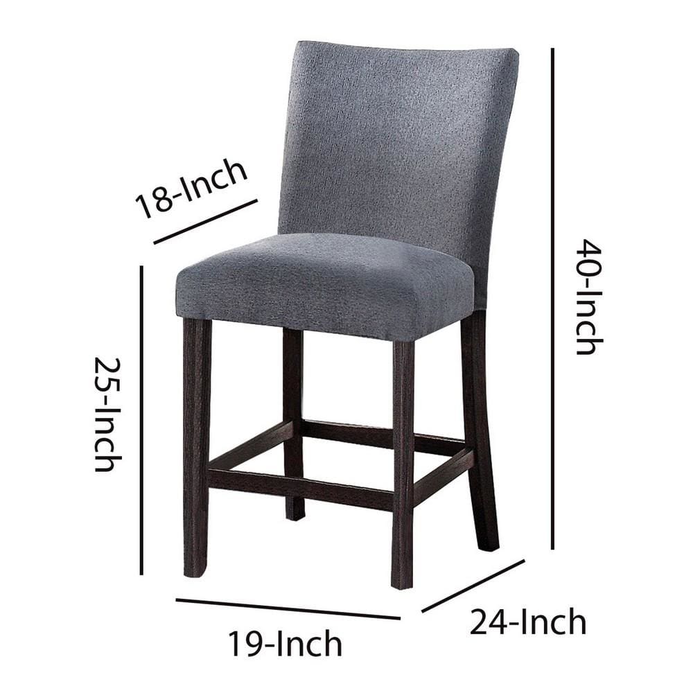 Curved Back Fabric Counter Height Chair,Set of 2,Gray & Brown By Casagear Home BM225971