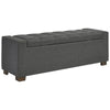 Fabric Tufted Seat Storage Bench with Block Feet Dark Gray By Casagear Home BM226141