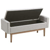 Tufted Fabric Storage Bench with Low Profile Elevated Arms Light Gray By Casagear Home BM226158