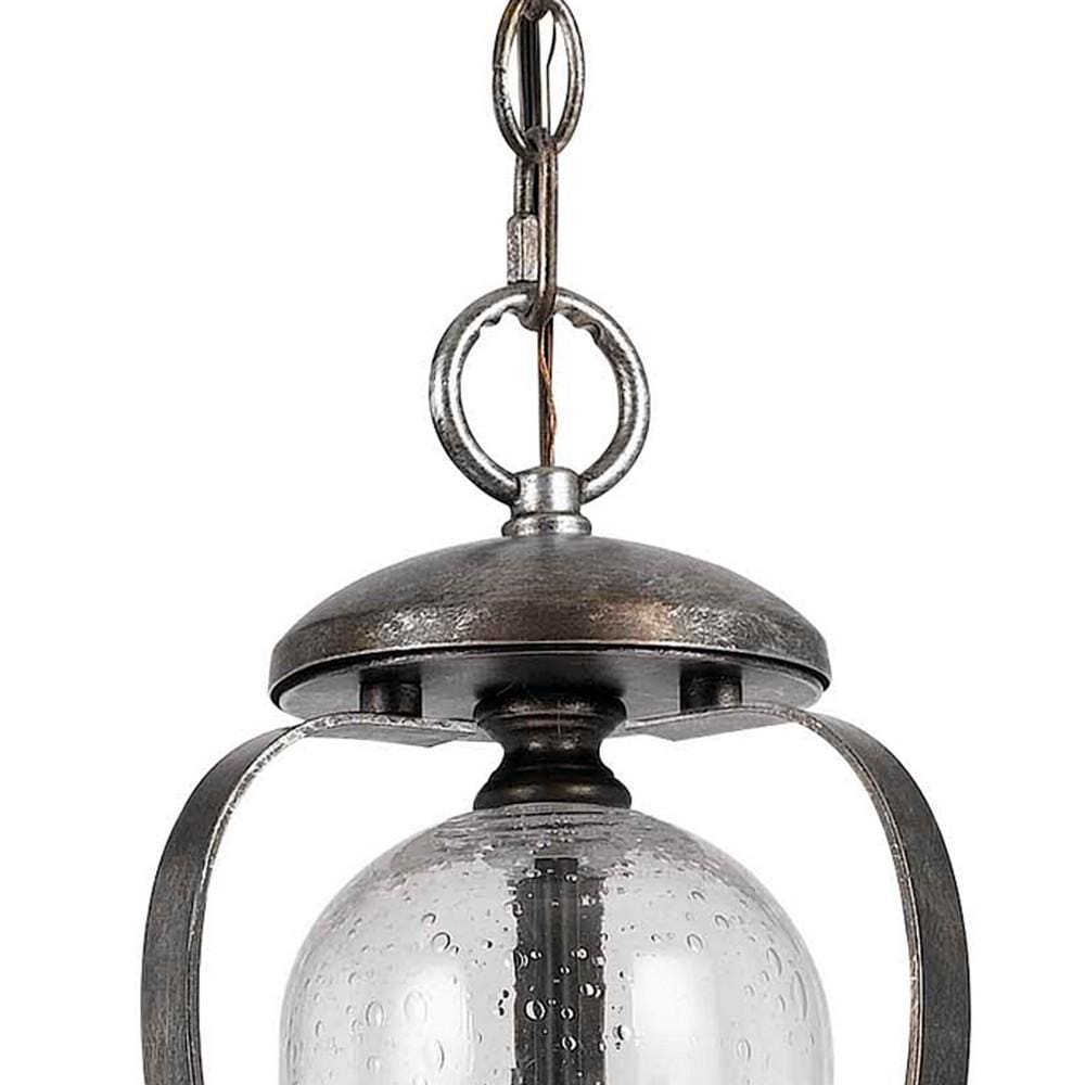 25 3 Bulb Chandelier with Scrolled Metal Frame,Gray & Clear By Casagear Home BM226298