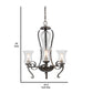 25 3 Bulb Chandelier with Scrolled Metal Frame,Gray & Clear By Casagear Home BM226298