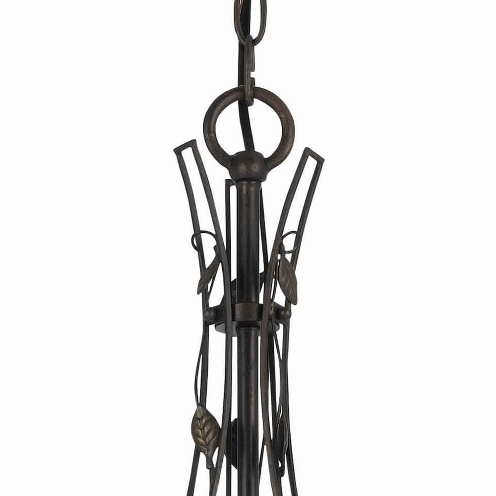 27 3 Bulb Round Scrolled Metal Frame Chandelier,Dark Bronze By Casagear Home BM226305