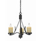 18" 3 Bulb Candelabra Metal Frame Chandelier, Black & Beige By Casagear Home