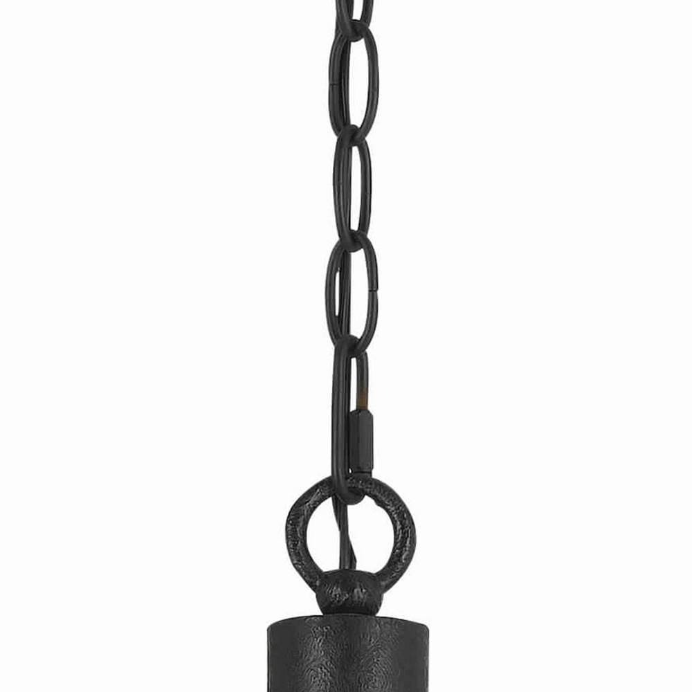 18 3 Bulb Candelabra Metal Frame Chandelier Black & Beige By Casagear Home BM226306