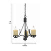 18 3 Bulb Candelabra Metal Frame Chandelier Black & Beige By Casagear Home BM226306