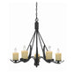 26" 5 Bulb Candelabra Metal Frame Chandelier, Black & Beige By Casagear Home