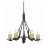 26" 5 Bulb Candelabra Metal Frame Chandelier, Black & Beige By Casagear Home