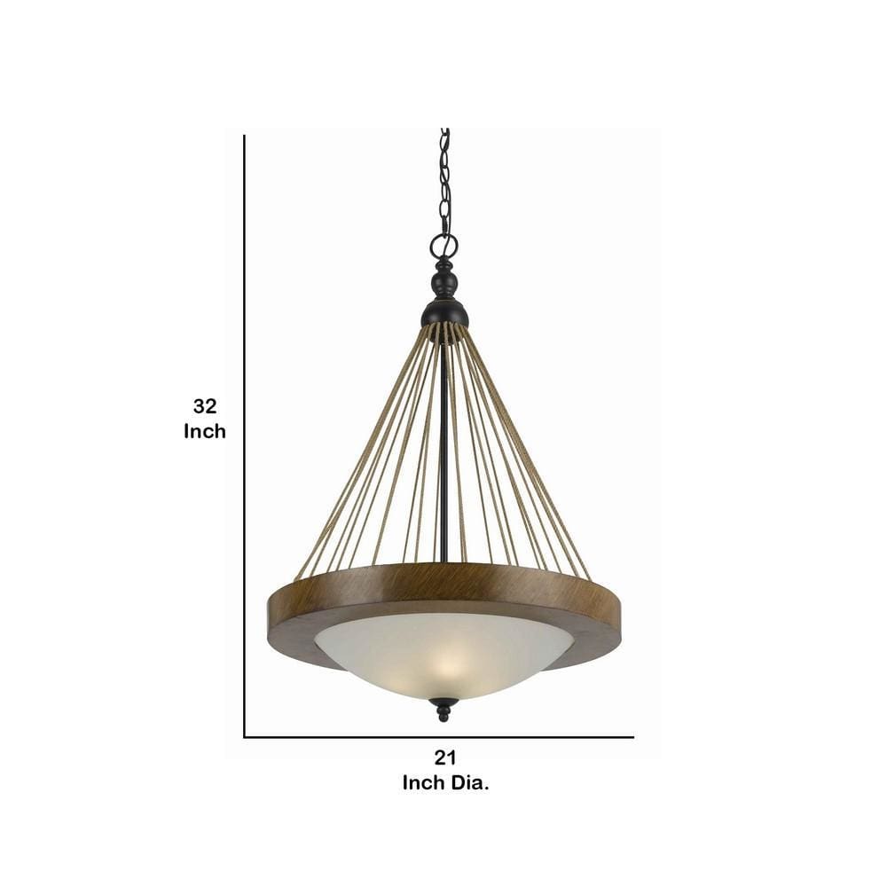 32 3 Bulb Pendant Fixture with Smoked Glass Shade Brown By Casagear Home BM226309