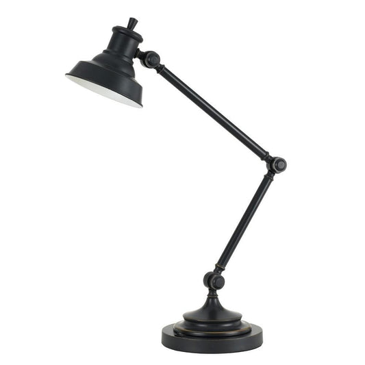 34 Inch 7 Watt LED Desk Lamp, Adjustable Metal Arm, 600 Lumen Output, Black By Casagear Home