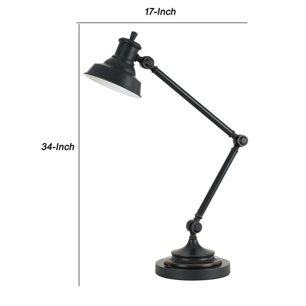 34 7 W LED Desk Lamp with Adjustable Metal Arm Black By Casagear Home BM226321